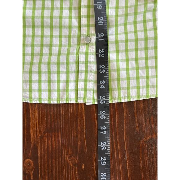 J.McLaughlin Checkered Button Up Shirt Sz 0 Pistachio Green Designer Luxury - Picture 12 of 13